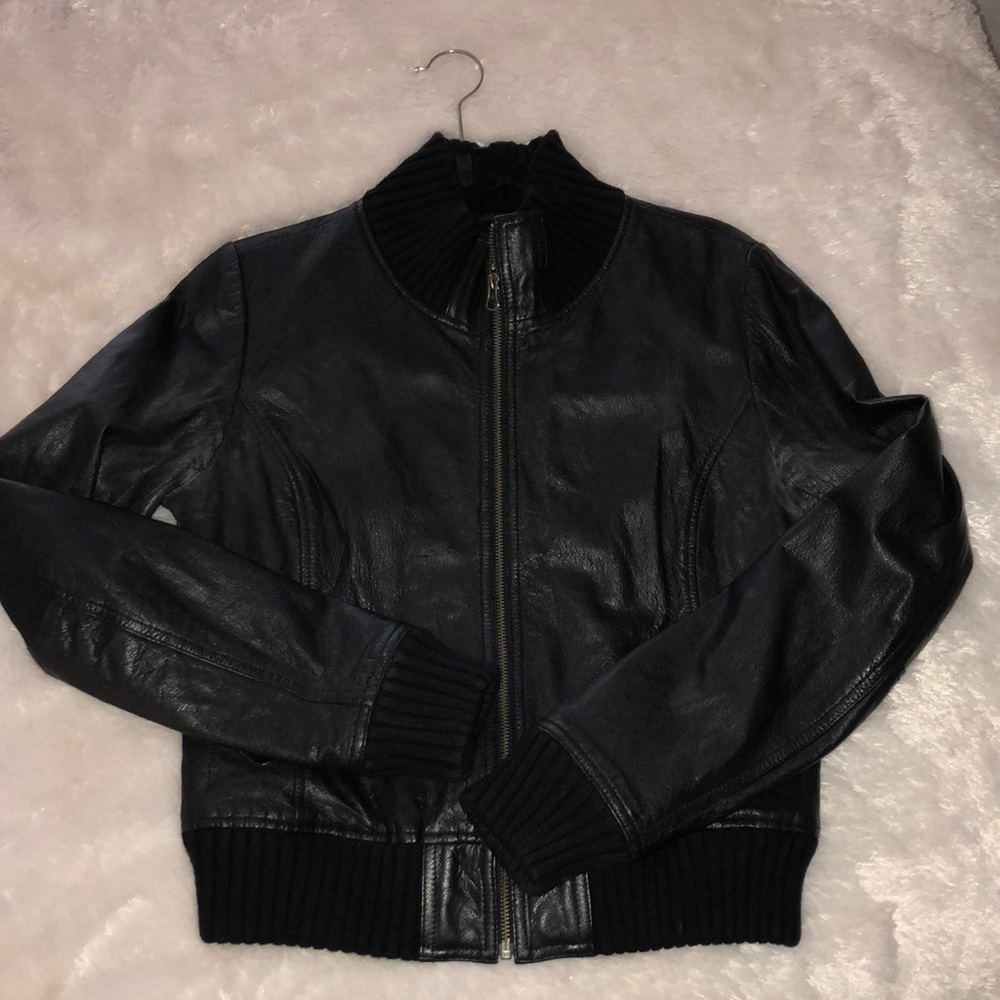 Black leather jacket